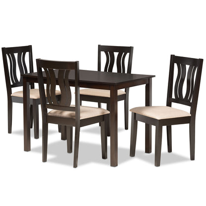 Baxton Studio - Fenton Dining Set in Sand/Dark Brown - RH338C-Sand/Dark Brown-5PC Dining Set view 1