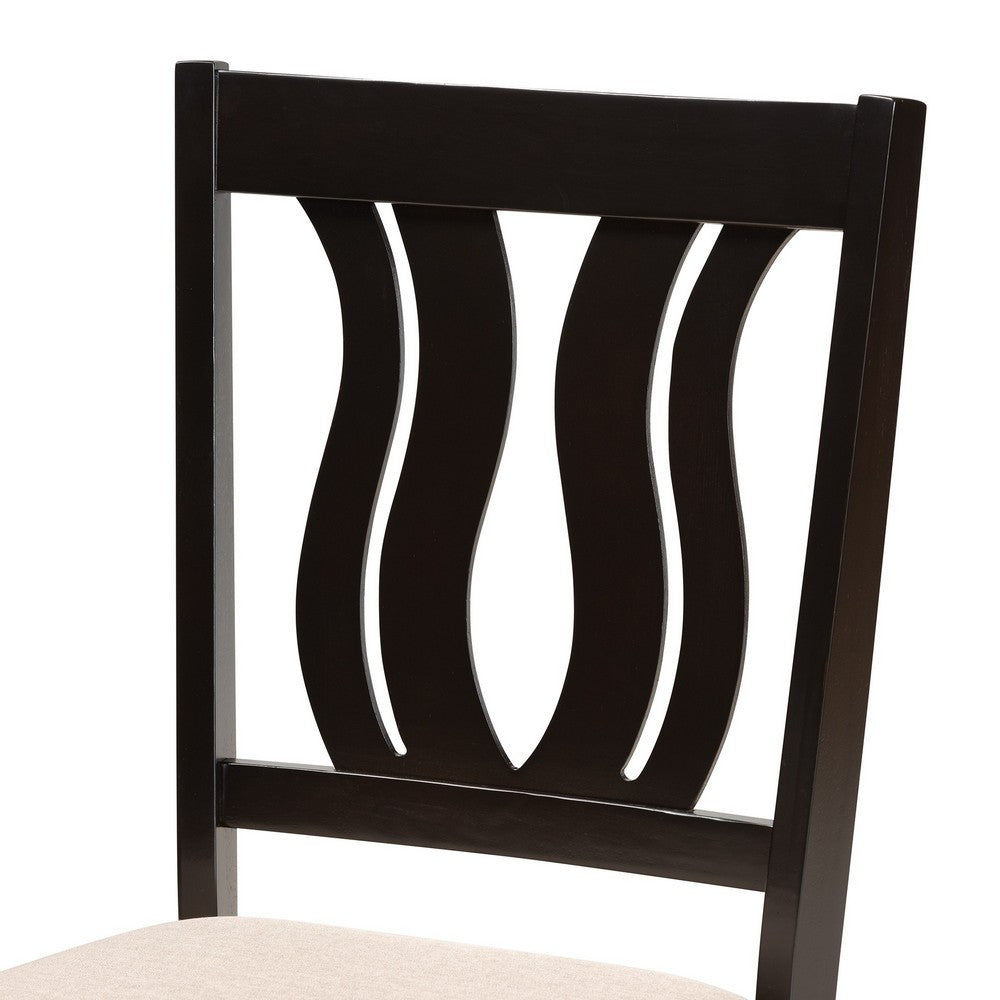 Baxton Studio - Fenton Dining Set in Sand/Dark Brown - RH338C-Sand/Dark Brown-5PC Dining Set view 5