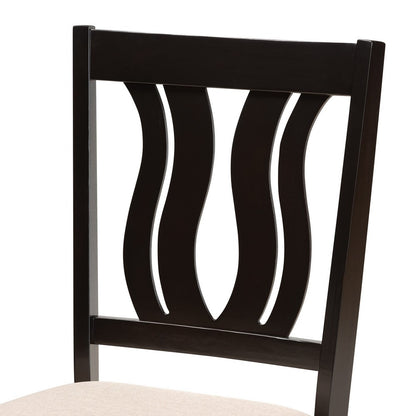 Baxton Studio - Fenton Dining Set in Sand/Dark Brown - RH338C-Sand/Dark Brown-5PC Dining Set view 5