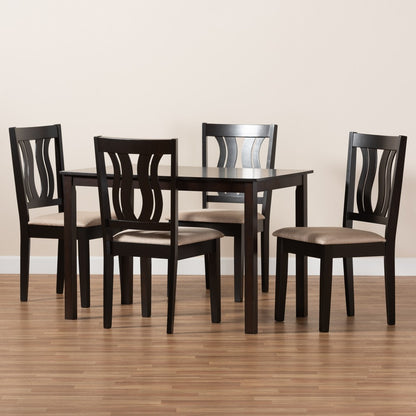 Baxton Studio - Fenton Dining Set in Sand/Dark Brown - RH338C-Sand/Dark Brown-5PC Dining Set view 8