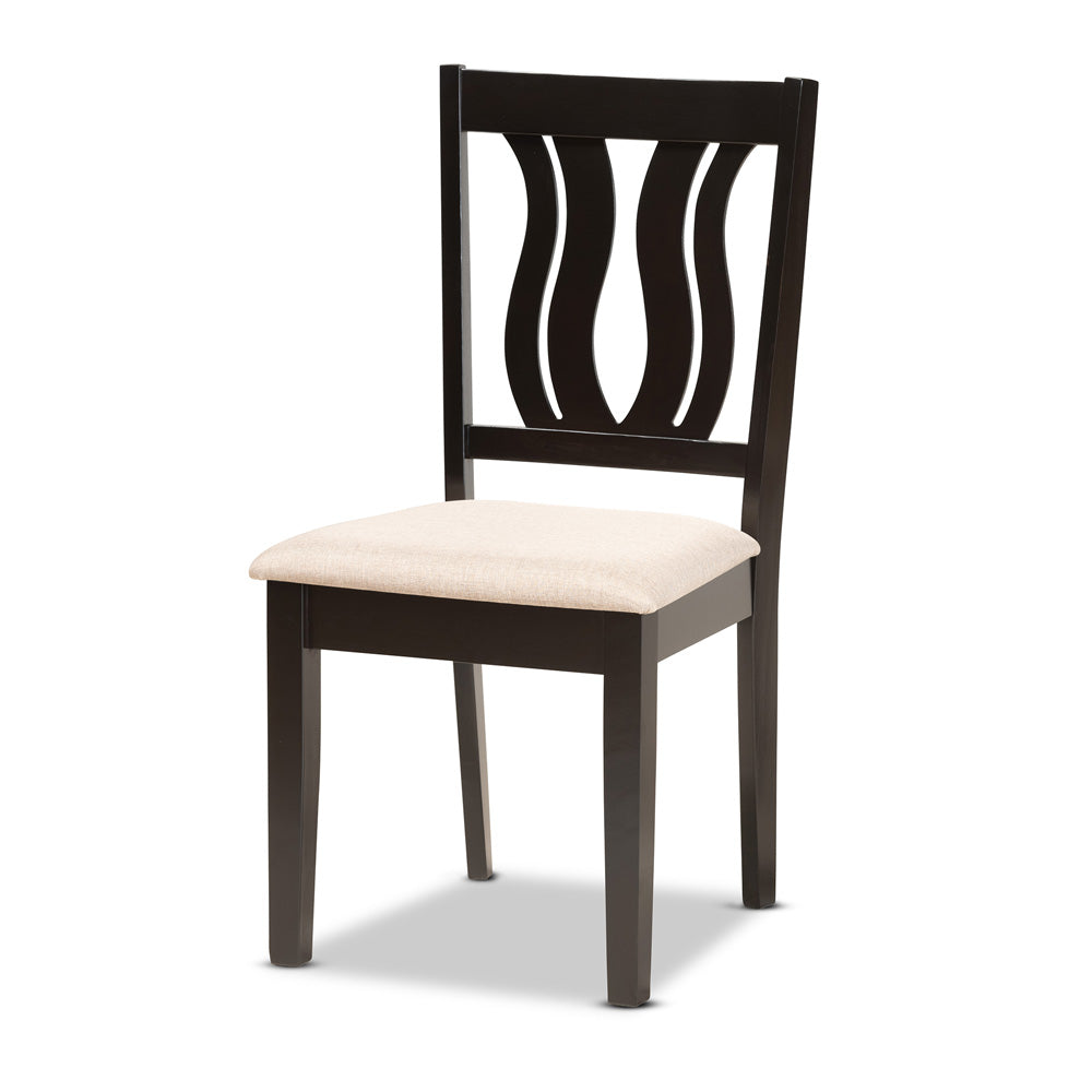 Baxton Studio - Fenton Dining Set in Sand/Dark Brown - RH338C-Sand/Dark Brown-7PC Dining Set view 2