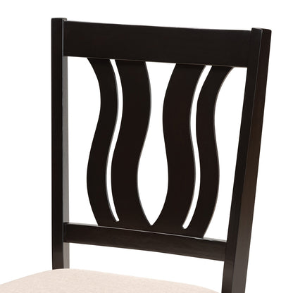 Baxton Studio - Fenton Dining Set in Sand/Dark Brown - RH338C-Sand/Dark Brown-7PC Dining Set view 5