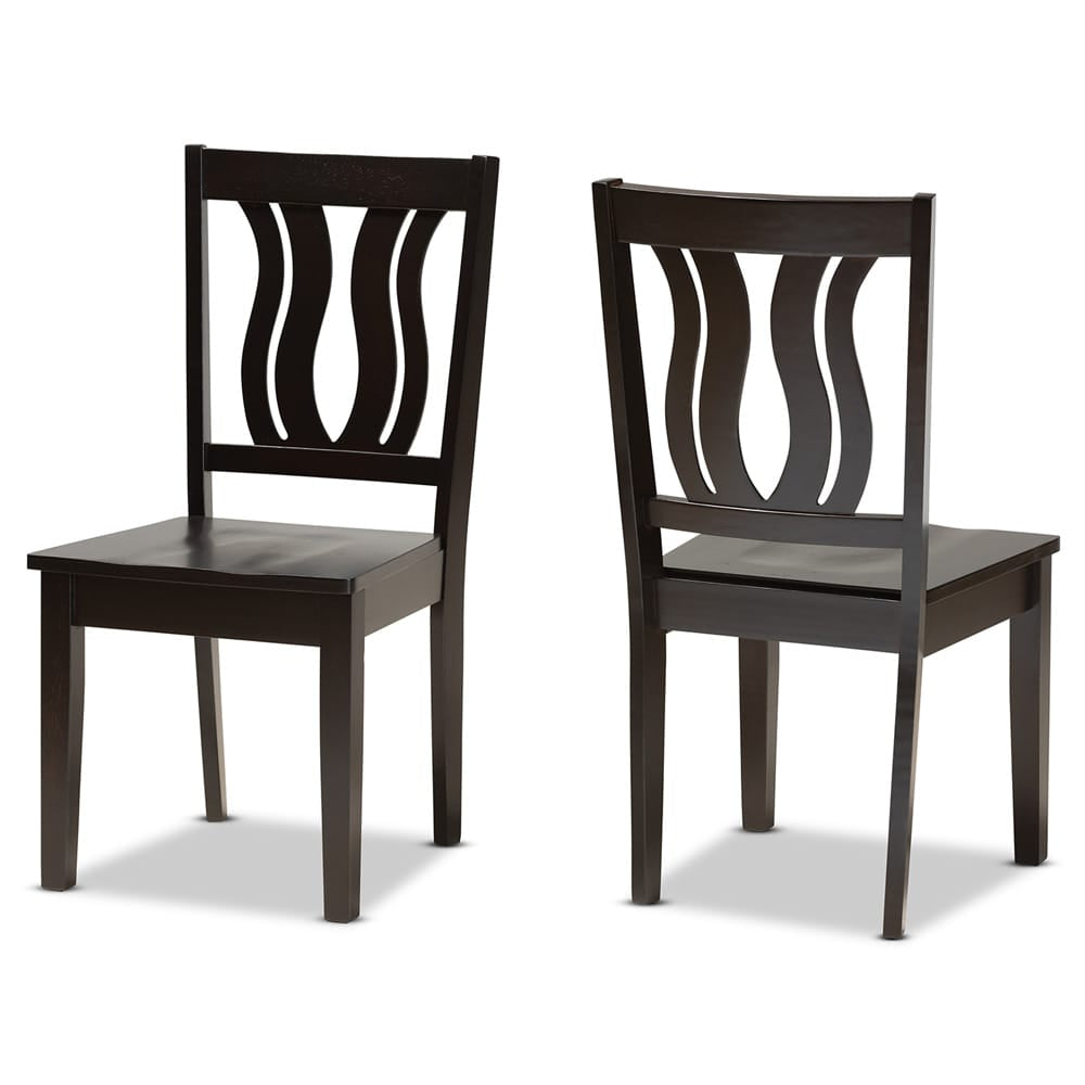 Baxton Studio - Fenton Set of 2 Dining Chairs in Dark Brown - RH338C-Dark Brown Wood Scoop Seat-DC-2PK view 1