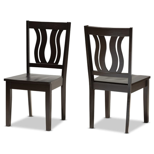 Baxton Studio - Fenton Set of 2 Dining Chairs in Dark Brown - RH338C-Dark Brown Wood Scoop Seat-DC-2PK view 1