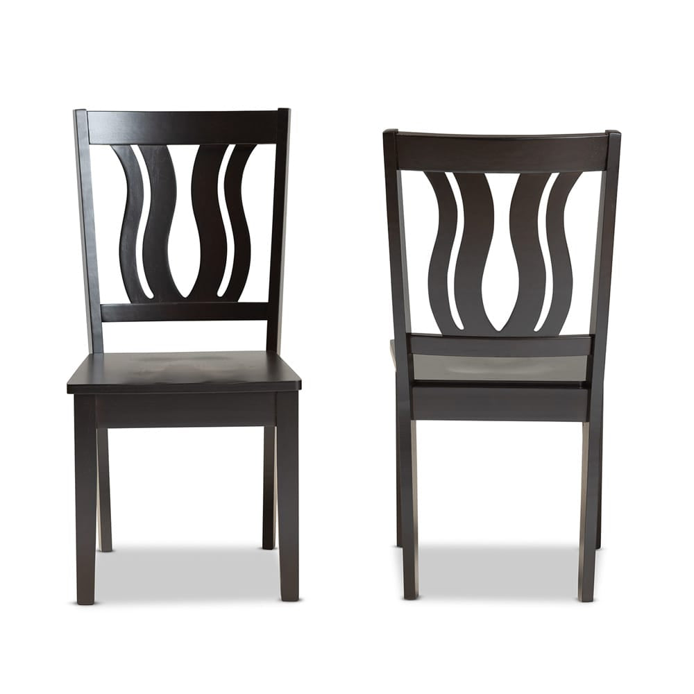 Baxton Studio - Fenton Set of 2 Dining Chairs in Dark Brown - RH338C-Dark Brown Wood Scoop Seat-DC-2PK view 2