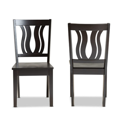 Baxton Studio - Fenton Set of 2 Dining Chairs in Dark Brown - RH338C-Dark Brown Wood Scoop Seat-DC-2PK view 2