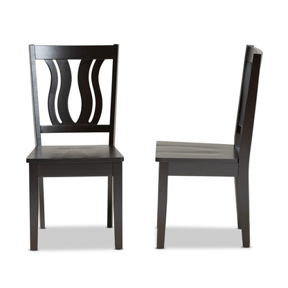 Baxton Studio - Fenton Set of 2 Dining Chairs in Dark Brown - RH338C-Dark Brown Wood Scoop Seat-DC-2PK view 3