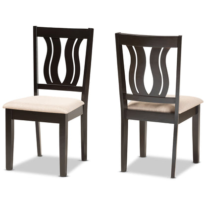 Baxton Studio - Fenton Set of 2 Dining Chairs in Sand/Dark Brown - RH338C-Sand/Dark Brown-DC-2PK view 1