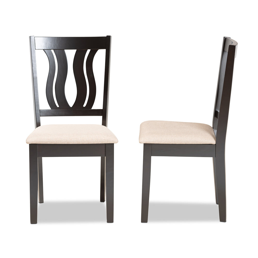 Baxton Studio - Fenton Set of 2 Dining Chairs in Sand/Dark Brown - RH338C-Sand/Dark Brown-DC-2PK view 3