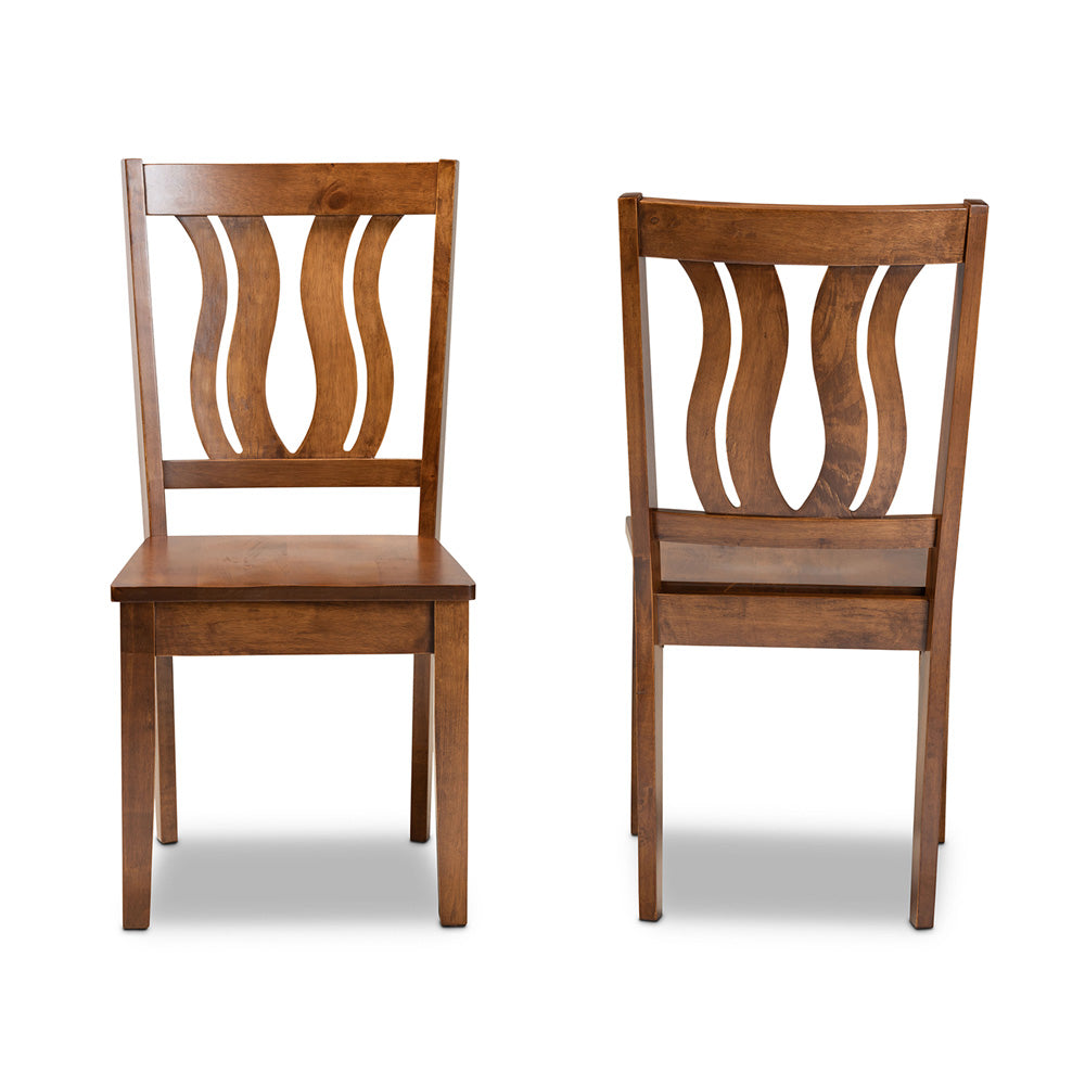 Baxton Studio - Fenton Set of 2 Dining Chairs in Walnut Brown - RH338C-Walnut Wood Scoop Seat-DC-2PK view 2