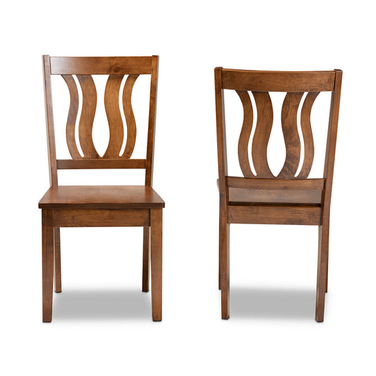 Baxton Studio - Fenton Set of 2 Dining Chairs in Walnut Brown - RH338C-Walnut Wood Scoop Seat-DC-2PK view 2