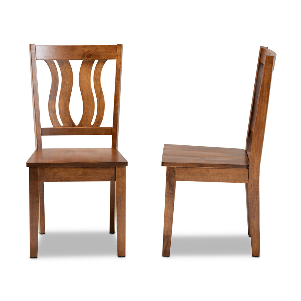 Baxton Studio - Fenton Set of 2 Dining Chairs in Walnut Brown - RH338C-Walnut Wood Scoop Seat-DC-2PK view 3
