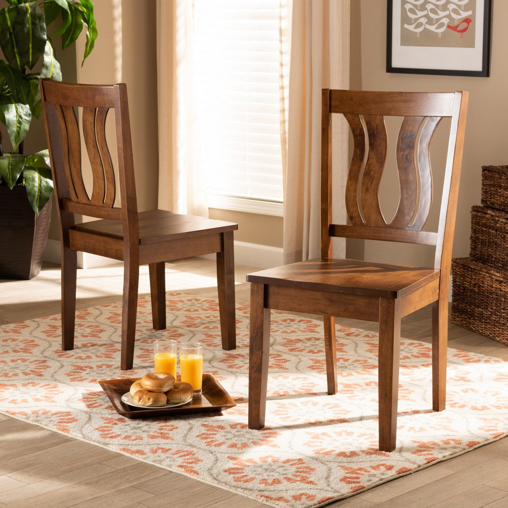 Baxton Studio - Fenton Set of 2 Dining Chairs in Walnut Brown - RH338C-Walnut Wood Scoop Seat-DC-2PK view 6