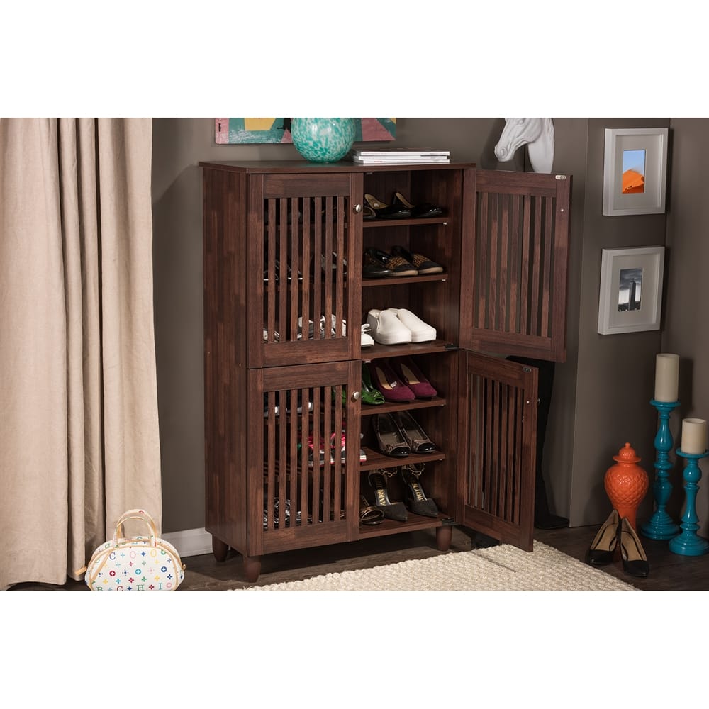 Baxton Studio - Fernanda Shoe Cabinet in Brown - SC864574 A-Dirty Oak view 8