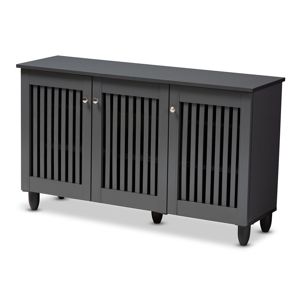Baxton Studio - Fernanda Shoe Cabinet in Dark Gray - SC864573 A-Dark Grey-Shoe Cabinet view 1
