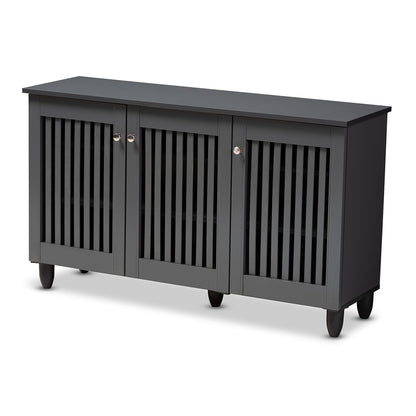 Baxton Studio - Fernanda Shoe Cabinet in Dark Gray - SC864573 A-Dark Grey-Shoe Cabinet view 1