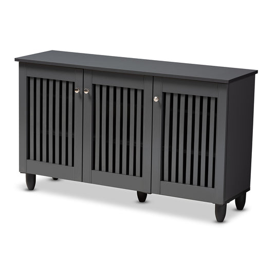 Baxton Studio - Fernanda Shoe Cabinet in Dark Gray - SC864573 A-Dark Grey-Shoe Cabinet view 1