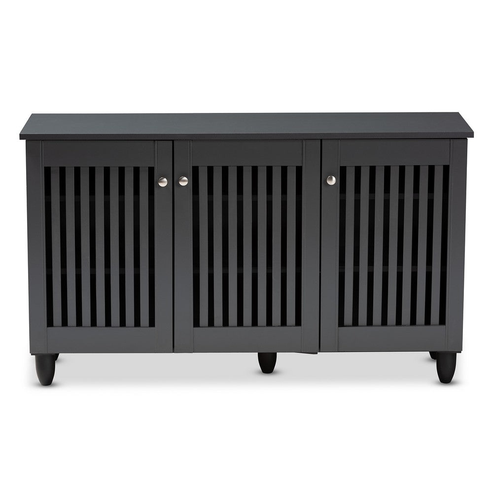 Baxton Studio - Fernanda Shoe Cabinet in Dark Gray - SC864573 A-Dark Grey-Shoe Cabinet view 3
