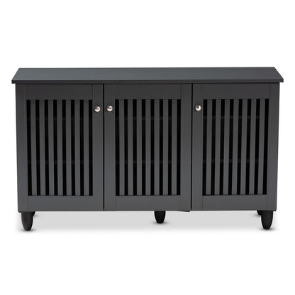 Baxton Studio - Fernanda Shoe Cabinet in Dark Gray - SC864573 A-Dark Grey-Shoe Cabinet view 3
