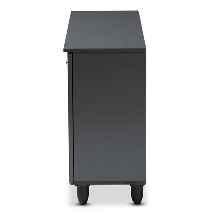 Baxton Studio - Fernanda Shoe Cabinet in Dark Gray - SC864573 A-Dark Grey-Shoe Cabinet view 4