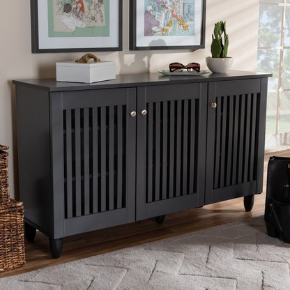 Baxton Studio - Fernanda Shoe Cabinet in Dark Gray - SC864573 A-Dark Grey-Shoe Cabinet view 7
