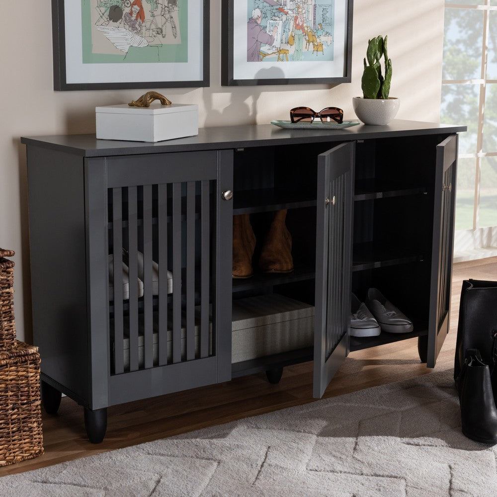 Baxton Studio - Fernanda Shoe Cabinet in Dark Gray - SC864573 A-Dark Grey-Shoe Cabinet view 8