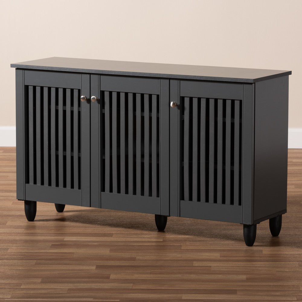 Baxton Studio - Fernanda Shoe Cabinet in Dark Gray - SC864573 A-Dark Grey-Shoe Cabinet view 9
