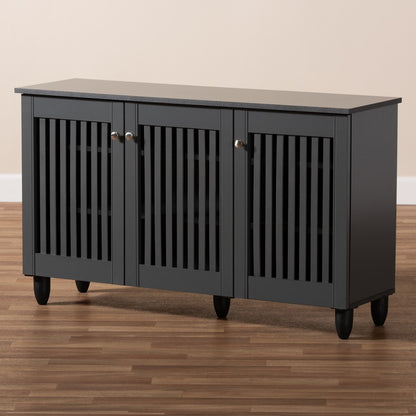 Baxton Studio - Fernanda Shoe Cabinet in Dark Gray - SC864573 A-Dark Grey-Shoe Cabinet view 9