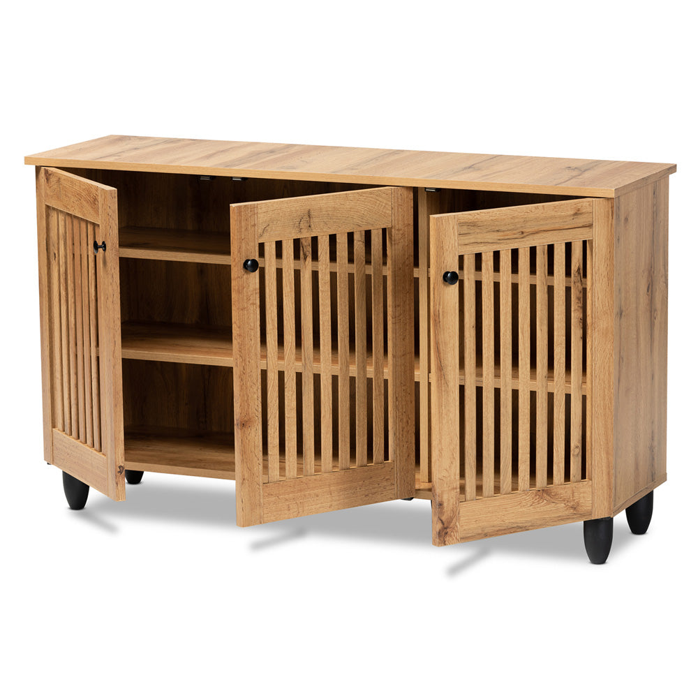 Baxton Studio - Fernanda Shoe Cabinet in Oak Brown/Black - SC864573 A-Wotan Oak view 2
