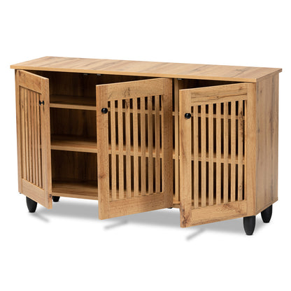 Baxton Studio - Fernanda Shoe Cabinet in Oak Brown/Black - SC864573 A-Wotan Oak view 2