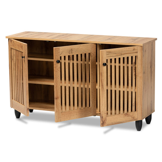 Baxton Studio - Fernanda Shoe Cabinet in Oak Brown/Black - SC864573 A-Wotan Oak view 2