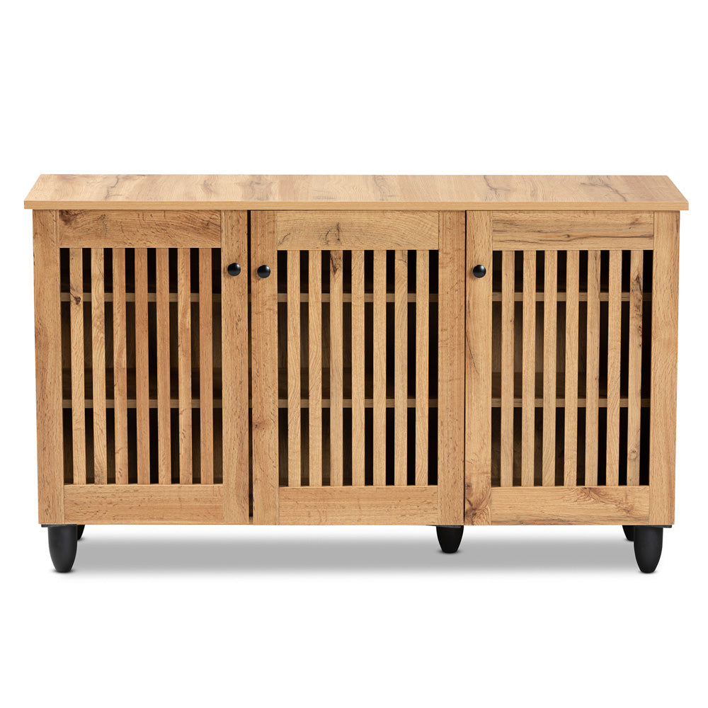 Baxton Studio - Fernanda Shoe Cabinet in Oak Brown/Black - SC864573 A-Wotan Oak view 3