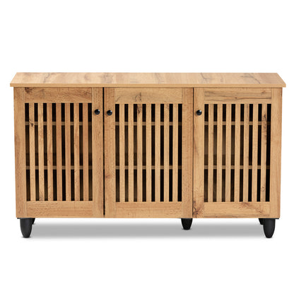 Baxton Studio - Fernanda Shoe Cabinet in Oak Brown/Black - SC864573 A-Wotan Oak view 3