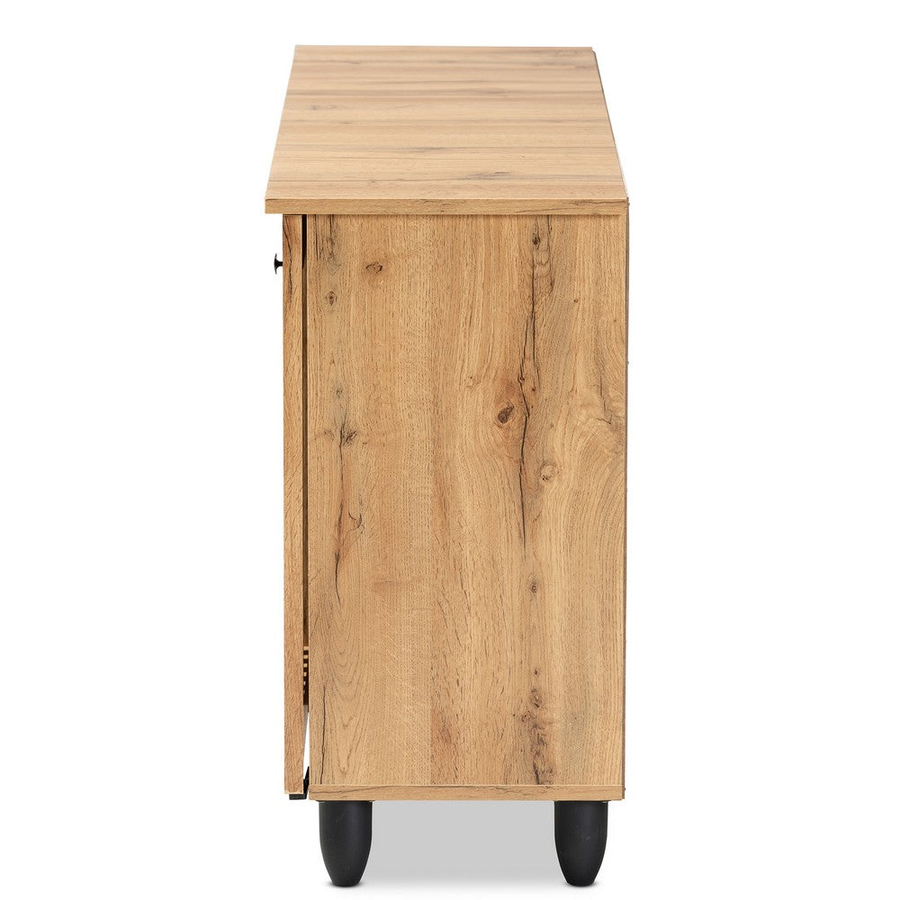 Baxton Studio - Fernanda Shoe Cabinet in Oak Brown/Black - SC864573 A-Wotan Oak view 4