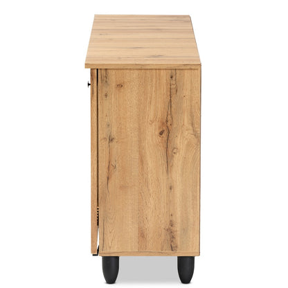 Baxton Studio - Fernanda Shoe Cabinet in Oak Brown/Black - SC864573 A-Wotan Oak view 4
