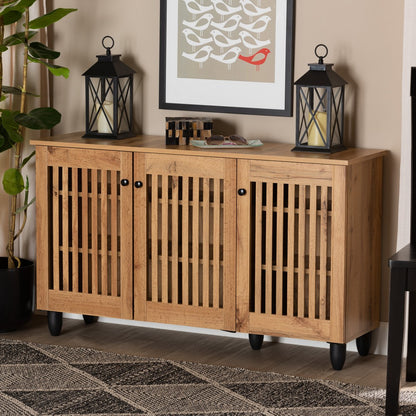 Baxton Studio - Fernanda Shoe Cabinet in Oak Brown/Black - SC864573 A-Wotan Oak view 7