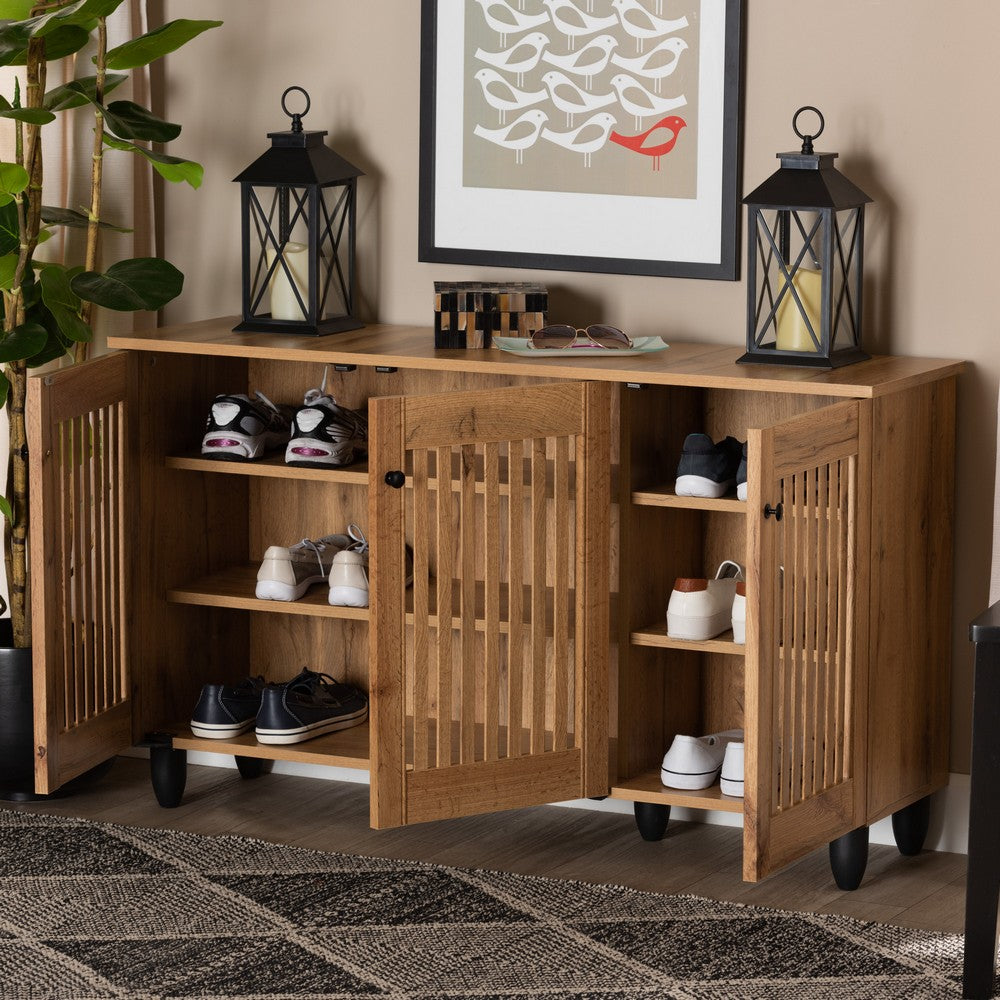 Baxton Studio - Fernanda Shoe Cabinet in Oak Brown/Black - SC864573 A-Wotan Oak view 8