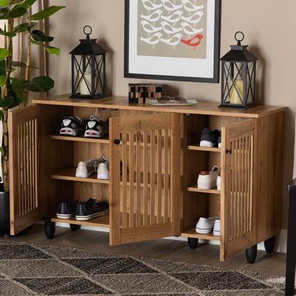 Baxton Studio - Fernanda Shoe Cabinet in Oak Brown/Black - SC864573 A-Wotan Oak view 8