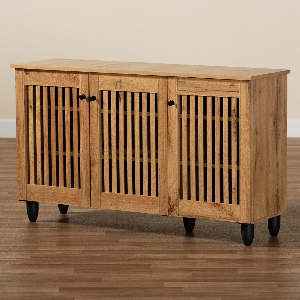 Baxton Studio - Fernanda Shoe Cabinet in Oak Brown/Black - SC864573 A-Wotan Oak view 9