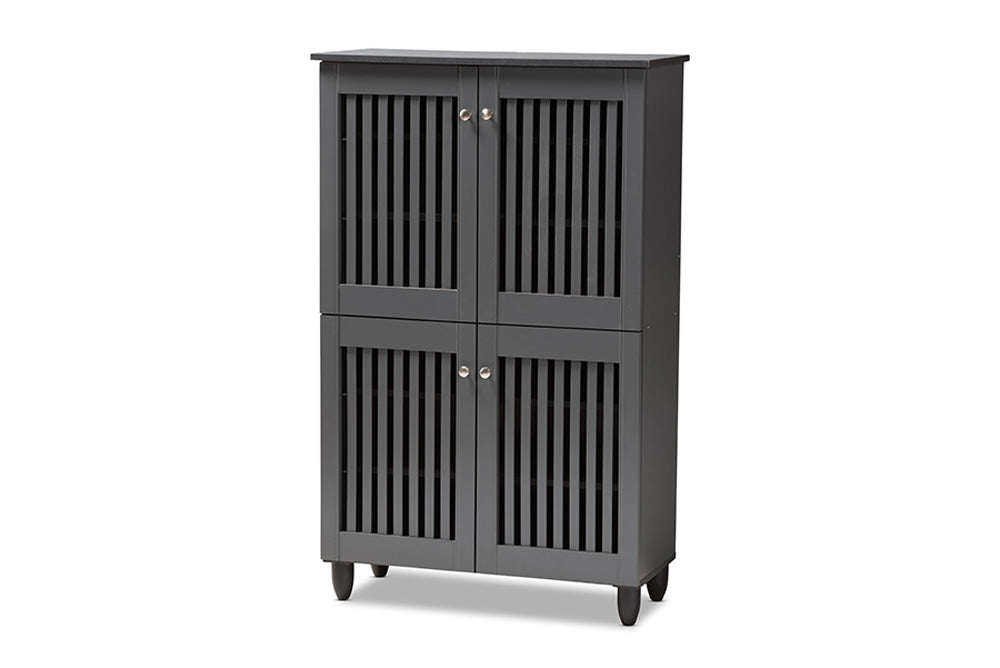 Baxton Studio - Fernanda Shoe Cabinet - SC864574 A-Dark Grey-Shoe Cabinet view 1