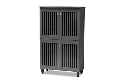 Baxton Studio - Fernanda Shoe Cabinet - SC864574 A-Dark Grey-Shoe Cabinet view 1
