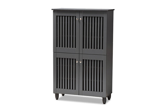 Baxton Studio - Fernanda Shoe Cabinet - SC864574 A-Dark Grey-Shoe Cabinet view 1