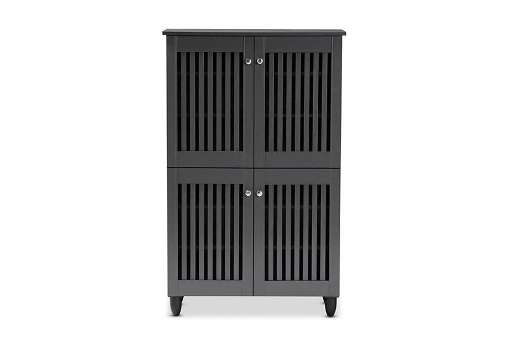 Baxton Studio - Fernanda Shoe Cabinet - SC864574 A-Dark Grey-Shoe Cabinet view 3
