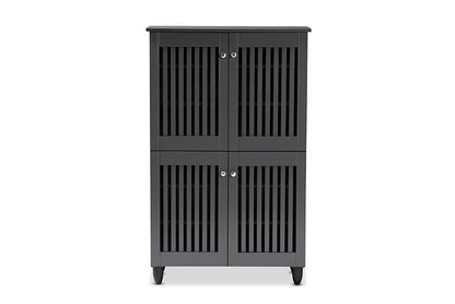 Baxton Studio - Fernanda Shoe Cabinet - SC864574 A-Dark Grey-Shoe Cabinet view 3