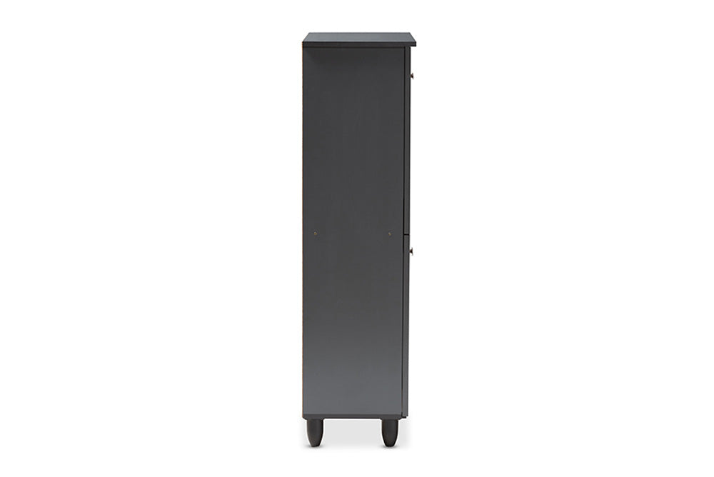 Baxton Studio - Fernanda Shoe Cabinet - SC864574 A-Dark Grey-Shoe Cabinet view 4