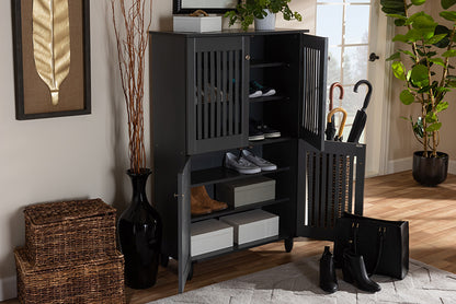 Baxton Studio - Fernanda Shoe Cabinet - SC864574 A-Dark Grey-Shoe Cabinet view 5