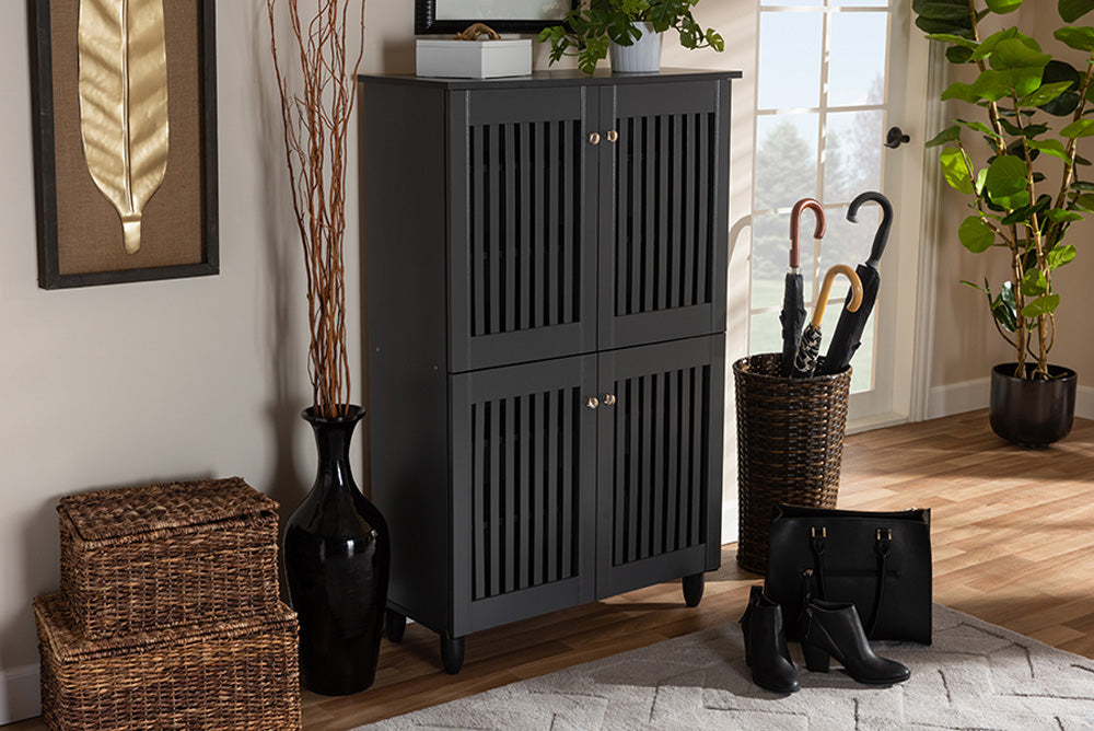 Baxton Studio - Fernanda Shoe Cabinet - SC864574 A-Dark Grey-Shoe Cabinet view 8