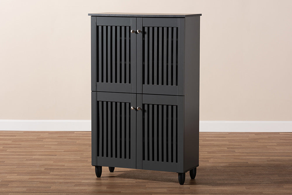 Baxton Studio - Fernanda Shoe Cabinet - SC864574 A-Dark Grey-Shoe Cabinet view 9
