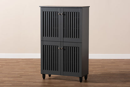 Baxton Studio - Fernanda Shoe Cabinet - SC864574 A-Dark Grey-Shoe Cabinet view 9