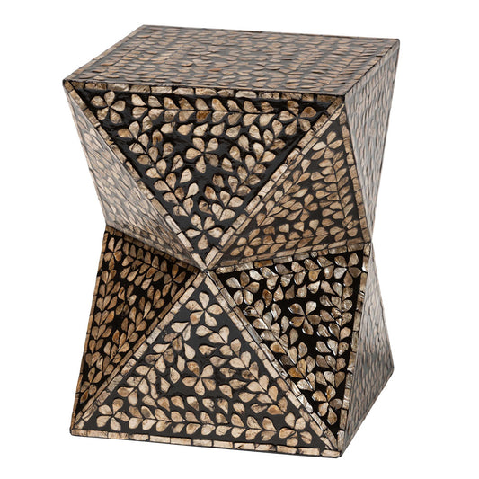 Baxton Studio - Feronia End Table in Black/Floral Bronze - F232-FT46-Accent Table view 1